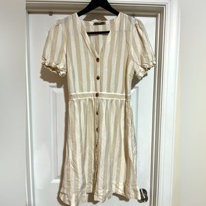 LOFT Linen Striped Dress